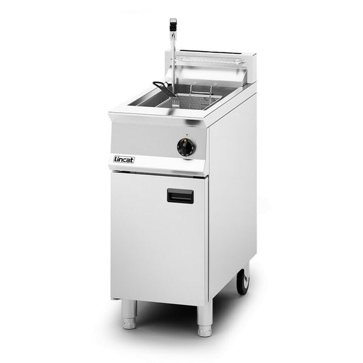 Lincat Opus 800 Natural Gas Free-standing Single Tank Fryer with Pumped Filtration - 2 Baskets - W 400 mm - 23.0 kW