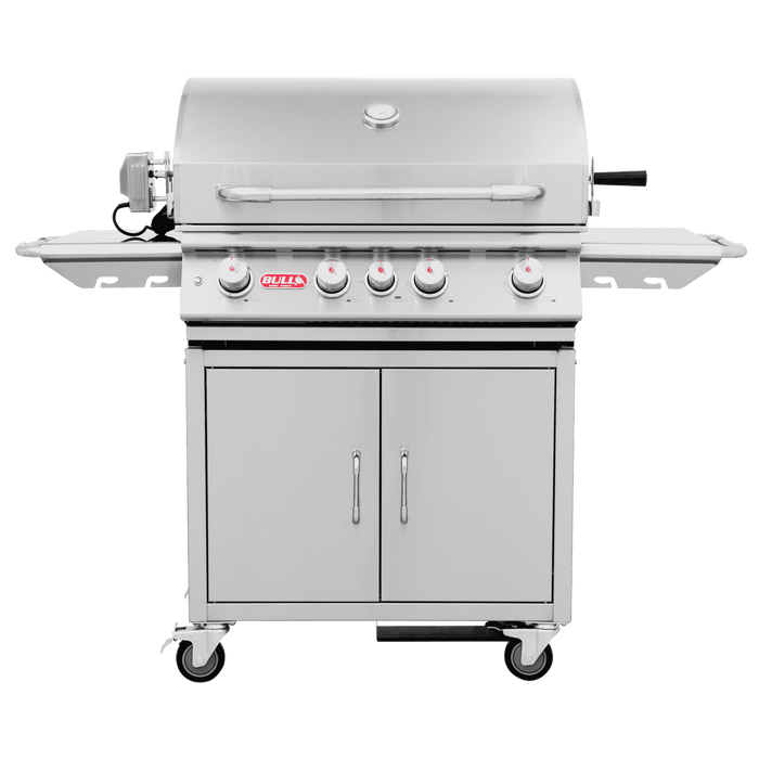 Bull BBQ Angus 4 Burner Natural Gas Cart W/Lights & Rotisserie & Rear Burner