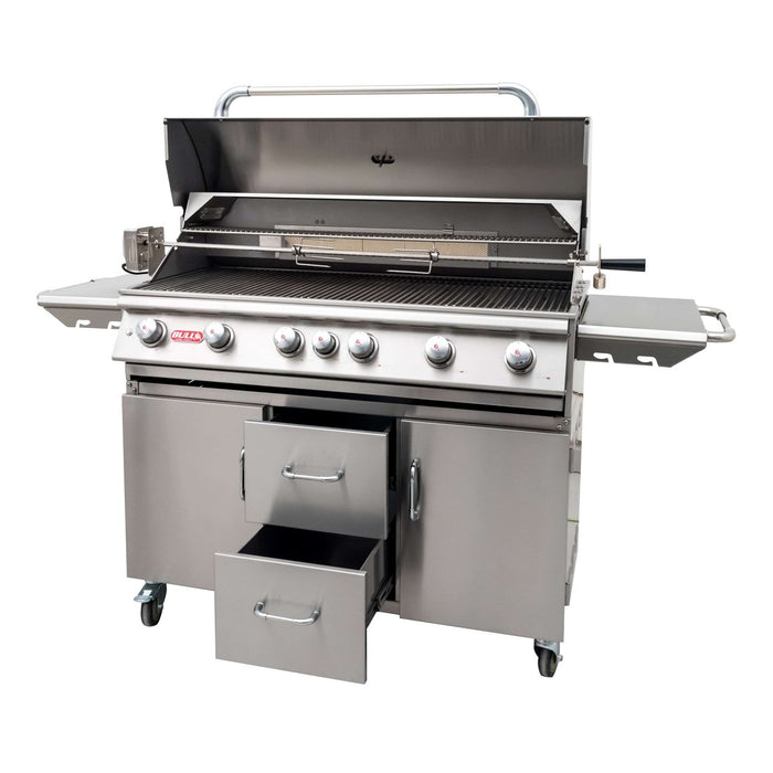 Bull BBQ Diablo 6 Burner Natural Gas Grill Cart W/Lights & Rotisserie