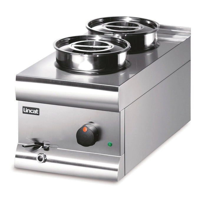 Lincat Silverlink 600 Electric Counter-top Bain Marie - Wet Heat - Round Pots - Base + 2 Pots - W 300 mm - 1.0 kW