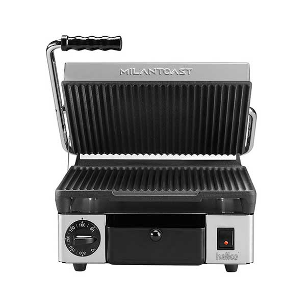 Hallco Panini/Contact Grill  Ribbed Top And Bottom Non-Stick Plates