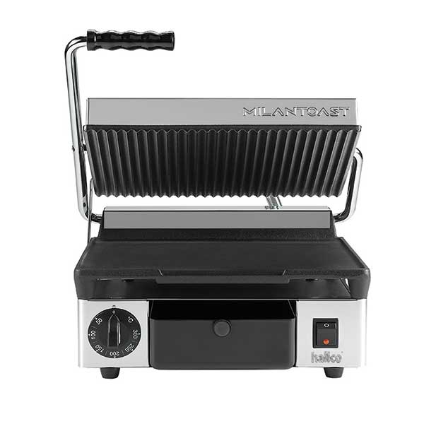 Hallco Panini/Contact Grill  Ribbed Top And Flat Bottom Non-Stick Plates