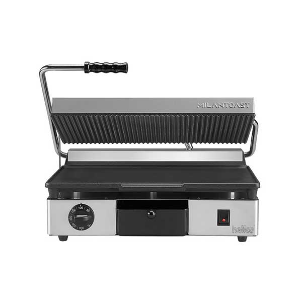 Hallco Panini/Contact Grill  Ribbed Top And Flat Bottom Non-Stick Plates