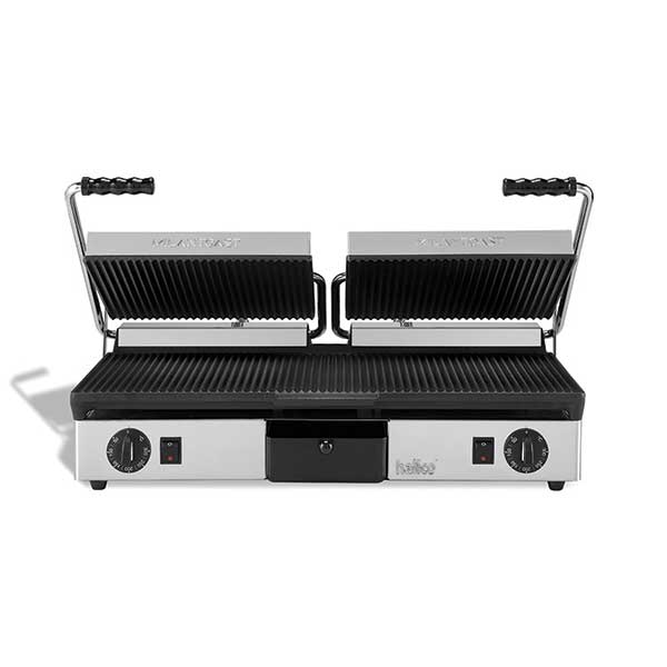 Hallco Panini/Contact Grill  Ribbed Top And Flat Bottom Non-Stick Plates