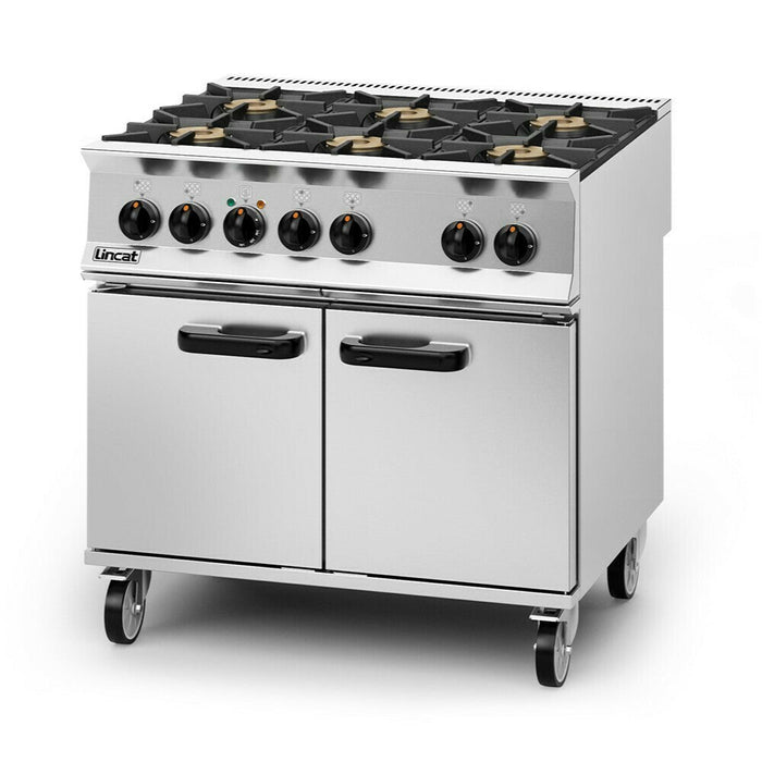 Lincat Opus 800 Dual Fuel [Propane Gas] Free-standing Oven Range - 6 Burners - W 900 mm - 40.2 kW