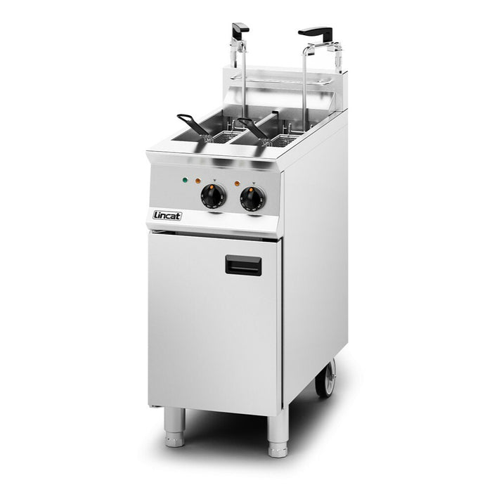 Lincat Opus 800 OE8105/OP2 Electric Free-standing Twin Tank Fryer with Pumped Filtration - 2 Baskets - W 400 mm - 14.0 kW