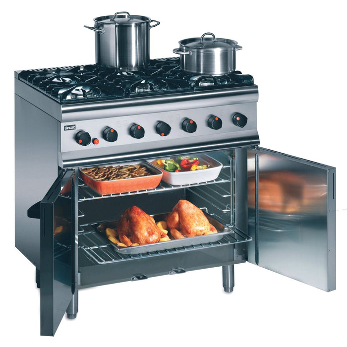 Lincat Silverlink 600 Natural Gas Free-standing Oven Range - Legs at Rear - 6 Burners - W 900 mm - 35.5 kW